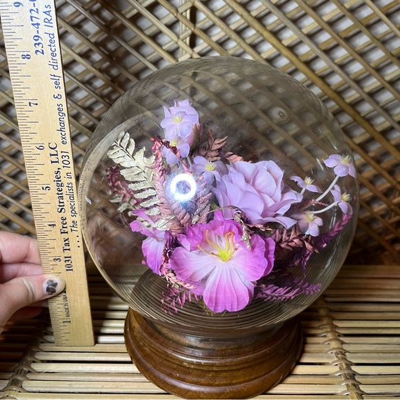 Vintage Mid Century modern Faux Flower globe Crystal Ball Display - Picture 2 of 8